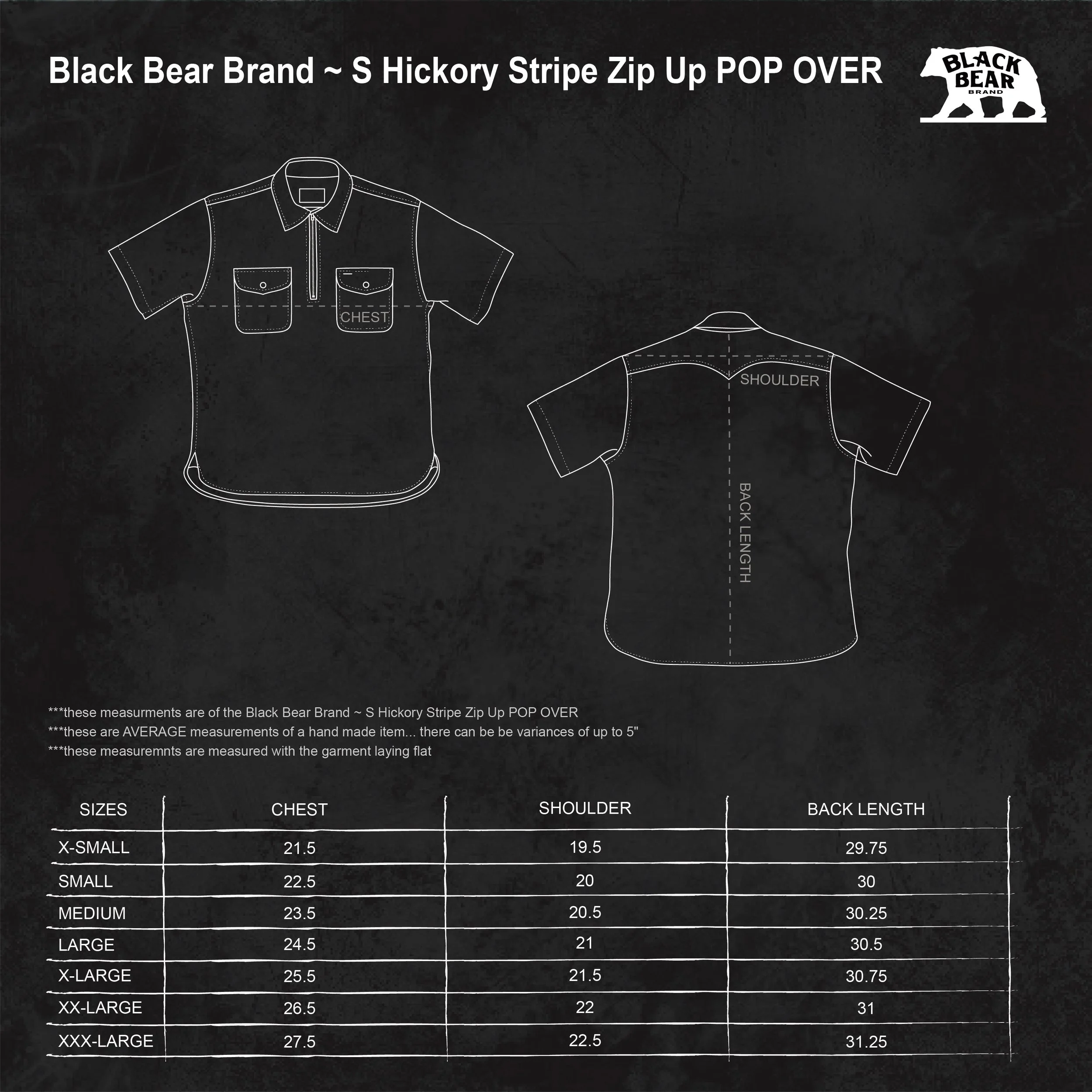 Black Bear Brand ~ S Hickory Stripe Zip Up POP OVER — Black Bear Brand